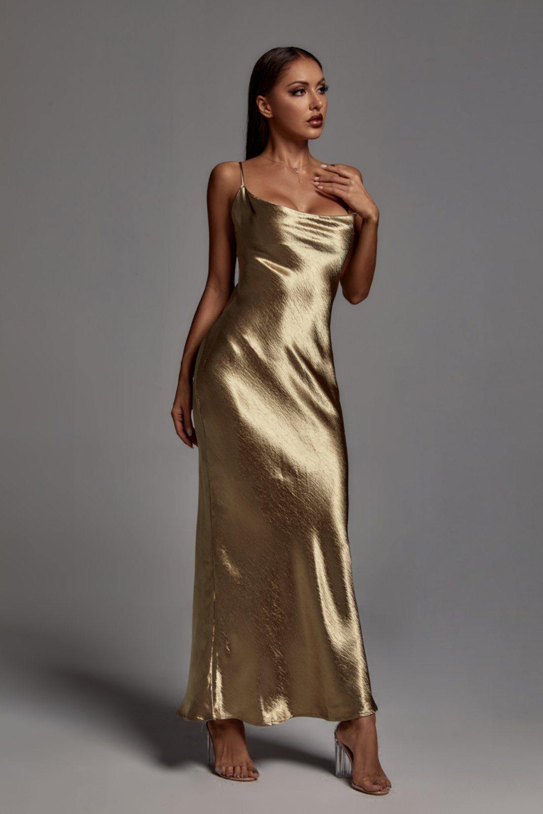 Bodycon Dress | Gold Maxi Dress | Party ...